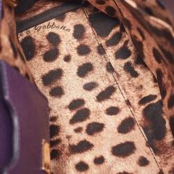 Pre Owned Dolce & Gabbana Purple Leather Medium Miss Sicily Top Handle Bag