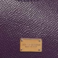 Pre Owned Dolce & Gabbana Purple Leather Medium Miss Sicily Top Handle Bag