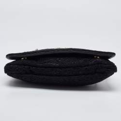 Pre Owned Dolce & Gabbana Black Lace Chain Flap Shoulder Bag