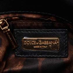 Pre Owned Dolce & Gabbana Black Lace Chain Flap Shoulder Bag