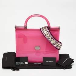 Pre Owned Dolce & Gabbana Pink Rubber Regular Miss Sicily Top Handle Bag