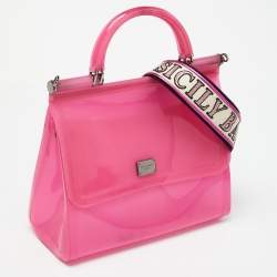 Pre Owned Dolce & Gabbana Pink Rubber Regular Miss Sicily Top Handle Bag