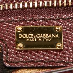 Pre Owned Dolce & Gabbana Burgundy Leather Large Miss Sicily Top Handle Bag