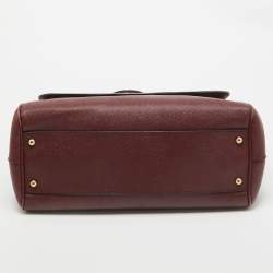 Pre Owned Dolce & Gabbana Burgundy Leather Large Miss Sicily Top Handle Bag