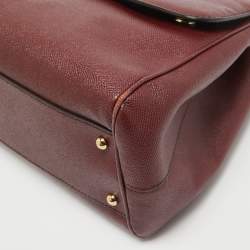 Pre Owned Dolce & Gabbana Burgundy Leather Large Miss Sicily Top Handle Bag