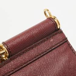 Pre Owned Dolce & Gabbana Burgundy Leather Large Miss Sicily Top Handle Bag