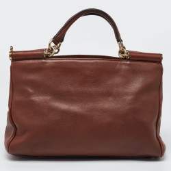 Pre Owned Dolce & Gabbana Brown Leather Miss Sicily Tote