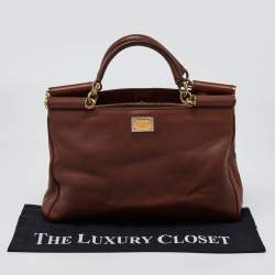 Pre Owned Dolce & Gabbana Brown Leather Miss Sicily Tote