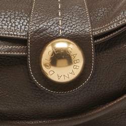 Dolce & Gabbana Dark Brown Leather Flap Tassel Shoulder Bag