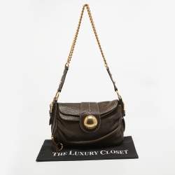 Dolce & Gabbana Dark Brown Leather Flap Tassel Shoulder Bag