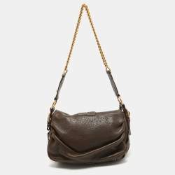 Dolce & Gabbana Dark Brown Leather Flap Tassel Shoulder Bag