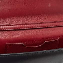 Pre Owned Dolce & Gabbana Black Leather Embroidered Lucia Wallet On Chain