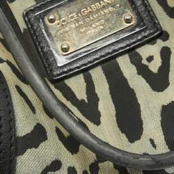 Dolce & Gabbana Black/Light Blue Leopard Print Canvas and Leather Miss Escape Tote