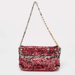 Pre Owned Dolce & Gabbana Pink/Silver Sequins Miss Charles Shoulder Bag