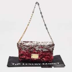 Pre Owned Dolce & Gabbana Pink/Silver Sequins Miss Charles Shoulder Bag