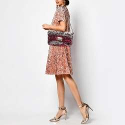Pre Owned Dolce & Gabbana Pink/Silver Sequins Miss Charles Shoulder Bag