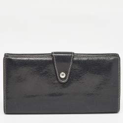 Pre Owned Dolce & Gabbana Black Leather Logo Tri Fold Continental Wallet