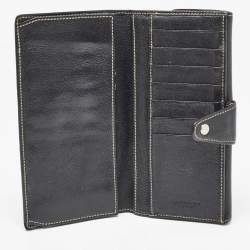 Pre Owned Dolce & Gabbana Black Leather Logo Tri Fold Continental Wallet