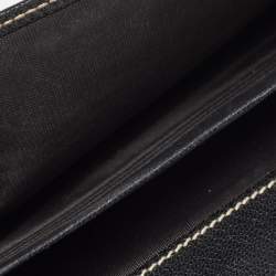 Pre Owned Dolce & Gabbana Black Leather Logo Tri Fold Continental Wallet