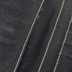 Pre Owned Dolce & Gabbana Black Leather Logo Tri Fold Continental Wallet