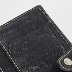 Pre Owned Dolce & Gabbana Black Leather Logo Tri Fold Continental Wallet