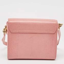 Dolce & Gabbana Pink Lizard Embossed Leather Mini DG Millennials Crossbody Bag