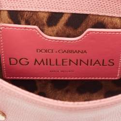 Dolce & Gabbana Pink Lizard Embossed Leather Mini DG Millennials Crossbody Bag