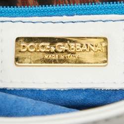 Dolce & Gabbana White/Multicolor Leather and Feather Clutch Bag