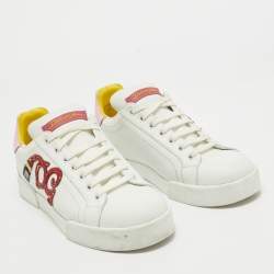 Pre Owned Dolce & Gabbana Two Tone Leather Portofino Sneakers Size 39.5