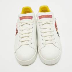 Pre Owned Dolce & Gabbana Two Tone Leather Portofino Sneakers Size 39.5