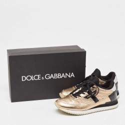 Pre Owned Dolce & Gabbana Rose Gold Perforated Leather Low Top Sneakers Size 39