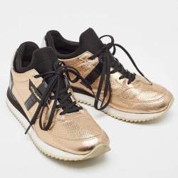Pre Owned Dolce & Gabbana Rose Gold Perforated Leather Low Top Sneakers Size 39