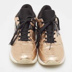 Pre Owned Dolce & Gabbana Rose Gold Perforated Leather Low Top Sneakers Size 39