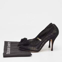 Dolce & Gabbana Black Tulle Fabric Flower Applique Peep Toe Pumps Size 40