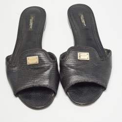 Dolce & Gabbana lizard Embossed Slide Flats Size 39.5