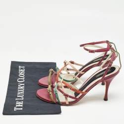 Pre Owned Dolce & Gabbana Multicolor Leather Strappy Sandals Size 39.5