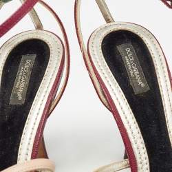 Pre Owned Dolce & Gabbana Multicolor Leather Strappy Sandals Size 39.5