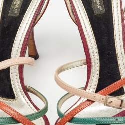 Pre Owned Dolce & Gabbana Multicolor Leather Strappy Sandals Size 39.5