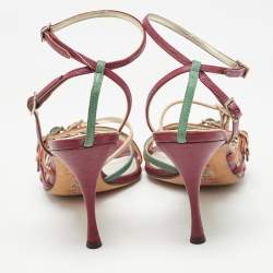Pre Owned Dolce & Gabbana Multicolor Leather Strappy Sandals Size 39.5