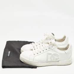Pre Owned Dolce & Gabbana White Leather Portofino Sneakers Size 38