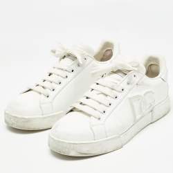 Pre Owned Dolce & Gabbana White Leather Portofino Sneakers Size 38