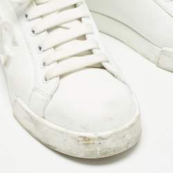 Pre Owned Dolce & Gabbana White Leather Portofino Sneakers Size 38