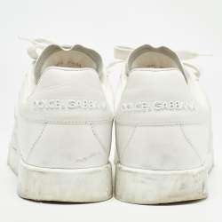 Pre Owned Dolce & Gabbana White Leather Portofino Sneakers Size 38