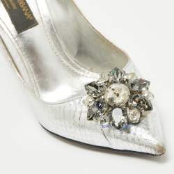 Dolce & Gabbana Silver Embossed Snakeskin Bellucci Pumps Size 39