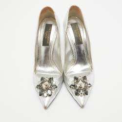 Dolce & Gabbana Silver Embossed Snakeskin Bellucci Pumps Size 39