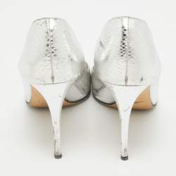 Dolce & Gabbana Silver Embossed Snakeskin Bellucci Pumps Size 39