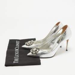 Dolce & Gabbana Silver Embossed Snakeskin Bellucci Pumps Size 39