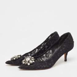 Dolce & Gabbana Black Lace Bellucci Pumps Size 38.5