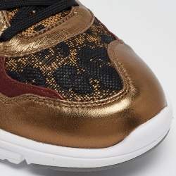 Pre Owned Dolce & Gabbana Multicolor Leather and Canvas  Lace Up Sneakers Size 41