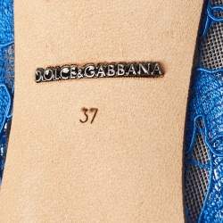 Pre Owned Dolce & Gabbana Blue Lace Crystal Embellished Bellucci Pumps Size 37